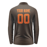 Custom Brown Orange Long Sleeve Polo Shirt
