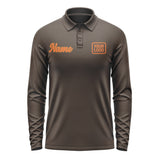Custom Brown Orange Long Sleeve Polo Shirt