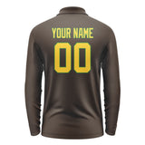 Custom Brown Gold Long Sleeve Polo Shirt