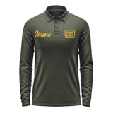 Custom Olive Yellow Long Sleeve Polo Shirt