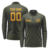 Custom Olive Yellow Long Sleeve Polo Shirt