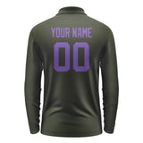 Custom Olive Light Purple Long Sleeve Polo Shirt
