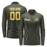 Custom Olive Gold Long Sleeve Polo Shirt