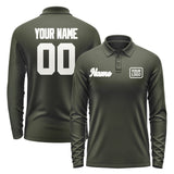 Custom Olive White Long Sleeve Polo Shirt