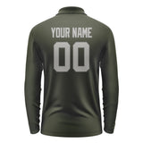 Custom Olive Gray Long Sleeve Polo Shirt