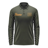 Custom Olive Khaki Long Sleeve Polo Shirt