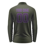 Custom Olive Purple Long Sleeve Polo Shirt