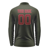 Custom Olive Crimson Red Long Sleeve Polo Shirt