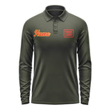 Custom Olive Orange Red Long Sleeve Polo Shirt