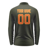 Custom Olive Orange Long Sleeve Polo Shirt