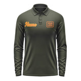 Custom Olive Orange Long Sleeve Polo Shirt