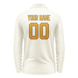 Custom Cream Yellow Long Sleeve Polo Shirt