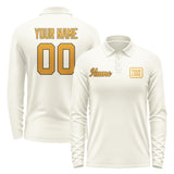 Custom Cream Yellow Long Sleeve Polo Shirt
