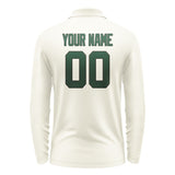 Custom Cream Green Long Sleeve Polo Shirt