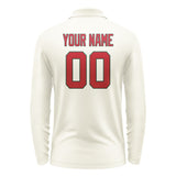 Custom Cream Red Long Sleeve Polo Shirt