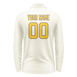 Custom Cream Gold Long Sleeve Polo Shirt