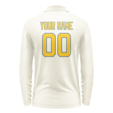 Custom Cream Gold Long Sleeve Polo Shirt