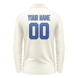 Custom Cream Sky Blue Long Sleeve Polo Shirt