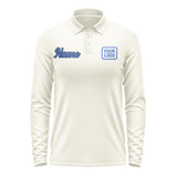 Custom Cream Sky Blue Long Sleeve Polo Shirt