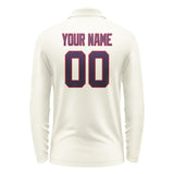 Custom Cream Purple Long Sleeve Polo Shirt