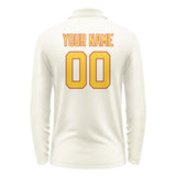 Custom Cream Gold Long Sleeve Polo Shirt