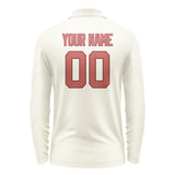 Custom Cream Copper Rose Long Sleeve Polo Shirt