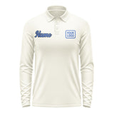 Custom Cream Sky Blue Long Sleeve Polo Shirt