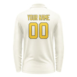 Custom Cream Gold Long Sleeve Polo Shirt