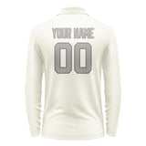 Custom Cream Gray Long Sleeve Polo Shirt