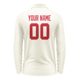 Custom Cream Red Long Sleeve Polo Shirt