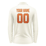 Custom Cream Orange Long Sleeve Polo Shirt