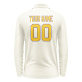 Custom Cream Gold Long Sleeve Polo Shirt