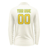 Custom Cream Gold Long Sleeve Polo Shirt
