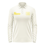 Custom Cream Light Yellow Long Sleeve Polo Shirt