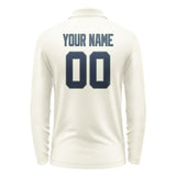Custom Cream Blue Long Sleeve Polo Shirt