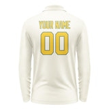 Custom Cream Gold Long Sleeve Polo Shirt