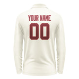 Custom Cream Crimson Red Long Sleeve Polo Shirt