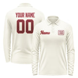 Custom Cream Crimson Red Long Sleeve Polo Shirt