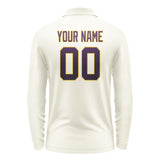 Custom Cream Purple Long Sleeve Polo Shirt