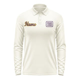 Custom Cream Purple Long Sleeve Polo Shirt