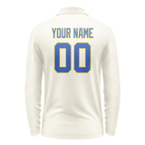 Custom Cream Sky Blue Long Sleeve Polo Shirt