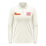 Custom Cream Red Long Sleeve Polo Shirt