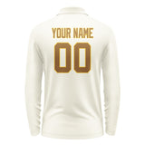 Custom Cream Khaki Long Sleeve Polo Shirt