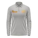 Custom Gray Yellow Long Sleeve Polo Shirt