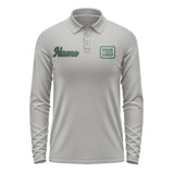 Custom Gray Green Long Sleeve Polo Shirt
