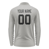 Custom Gray Black Long Sleeve Polo Shirt