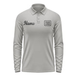 Custom Gray Black Long Sleeve Polo Shirt