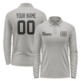 Custom Gray Black Long Sleeve Polo Shirt