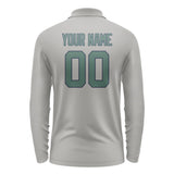 Custom Gray Blue Green Long Sleeve Polo Shirt