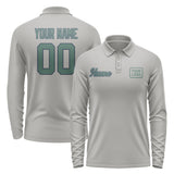 Custom Gray Blue Green Long Sleeve Polo Shirt